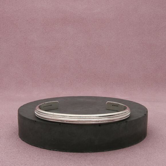 sterling silver vintage beveled cuff bracelet size 6.5in - Picture 1 of 3